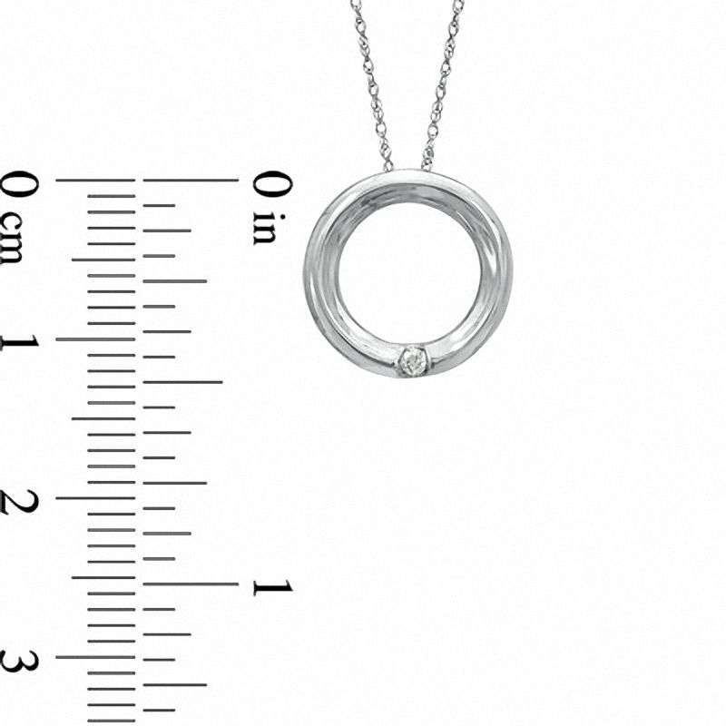 Natural Diamond Accent Circle Pendant in 10K White Gold