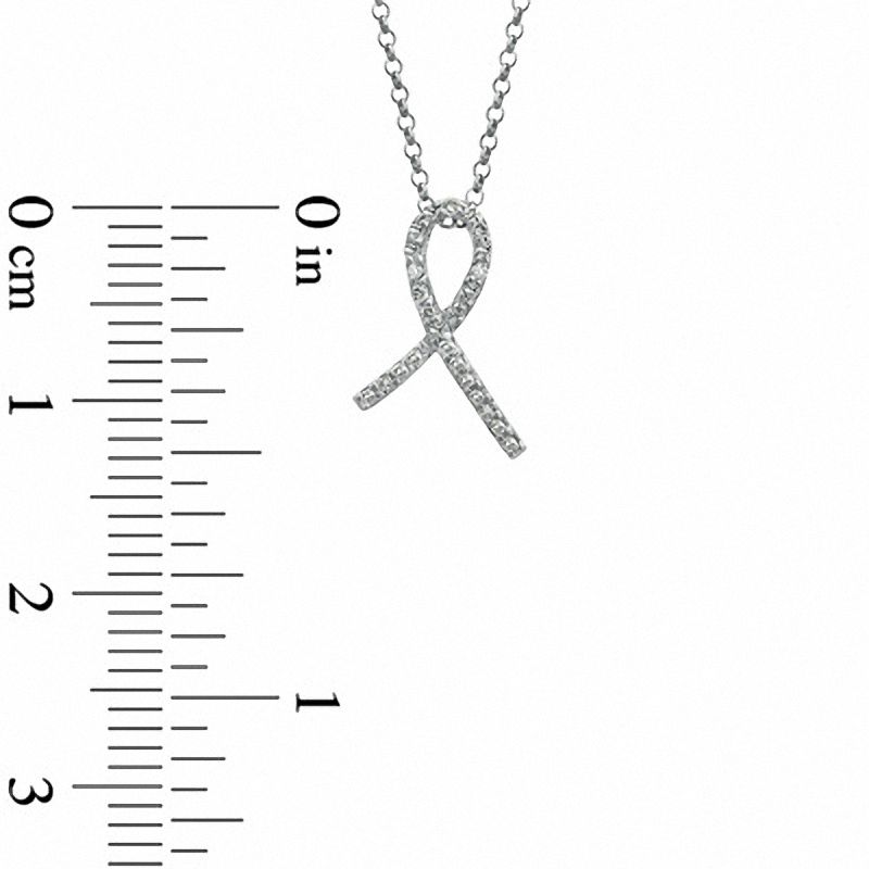 Natural Diamond Accent Ribbon Pendant in Sterling Silver