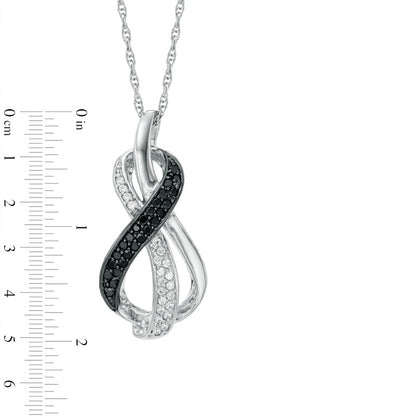 0.2 CT. T.W. Enhanced Black and White Natural Diamond Infinity Loop Pendant in Sterling Silver