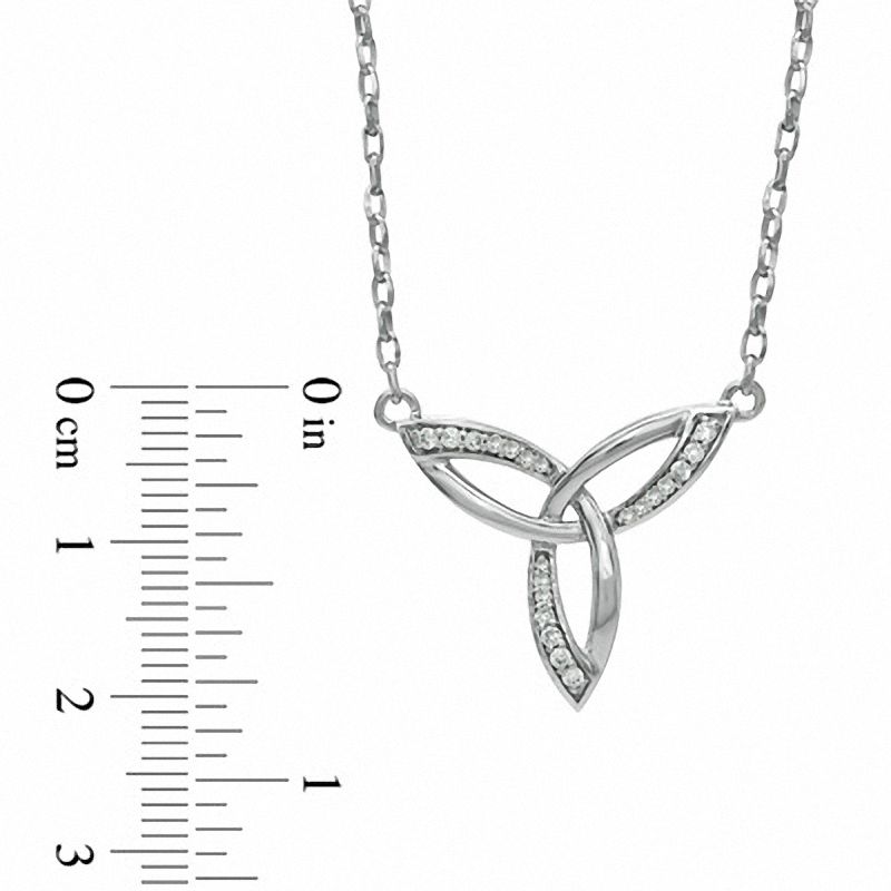 0.13 CT. T.W. Natural Diamond Celtic Trinity Knot Necklace in Sterling Silver