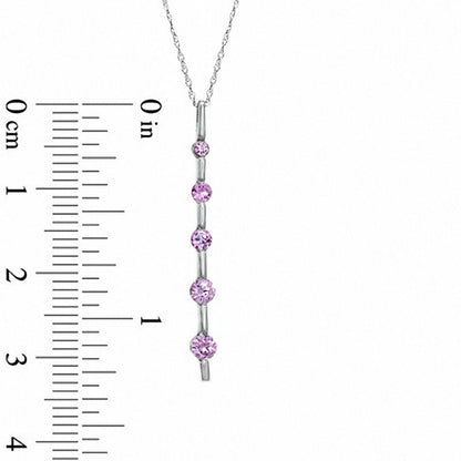 Journey Lab-Created Pink Sapphire Pendant in 10K White Gold