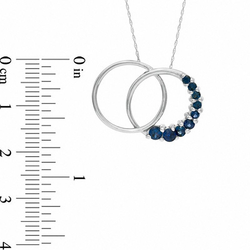 Journey Lab-Created Blue Sapphire Double Circle Pendant in 10K White Gold