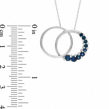 Journey Lab-Created Blue Sapphire Double Circle Pendant in 10K White Gold