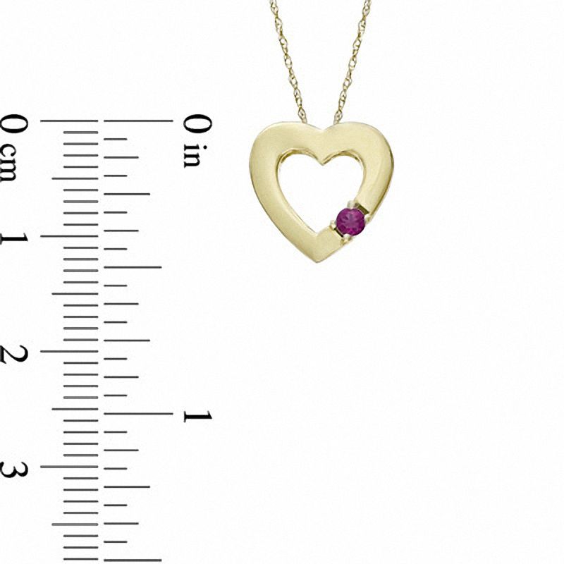 Lab-Created Ruby Heart Pendant in 10K Yellow Gold
