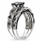 1-3/8 CT. T.W. Enhanced Black Diamond Vintage-Style Bridal Set in 14K White Gold