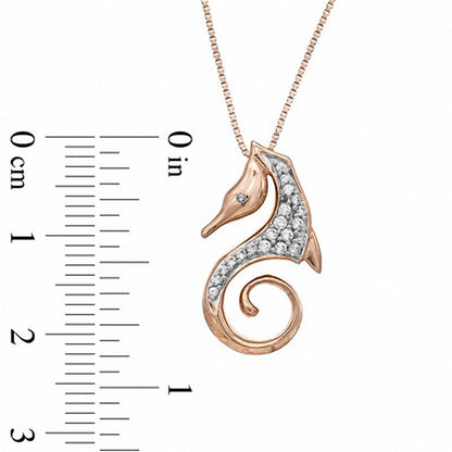 0.17 CT. T.W. Natural Diamond Seahorse Pendant in Sterling Silver and 14K Rose Gold Plate