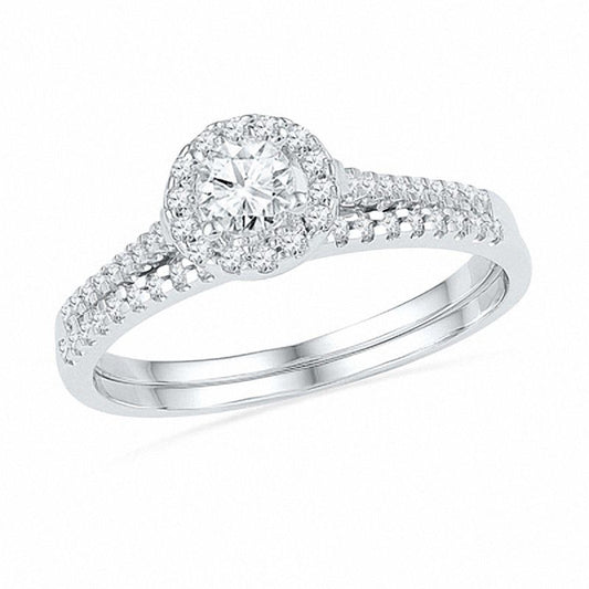 1/2 CT. T.W. Diamond Frame Bridal Set in 14K White Gold