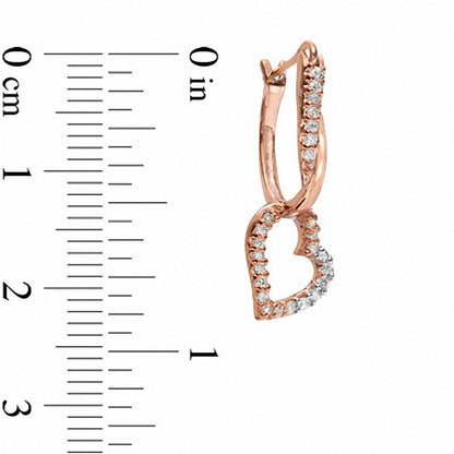 0.25 CT. T.W. Diamond Heart Hoop Earrings in 10K Rose Gold