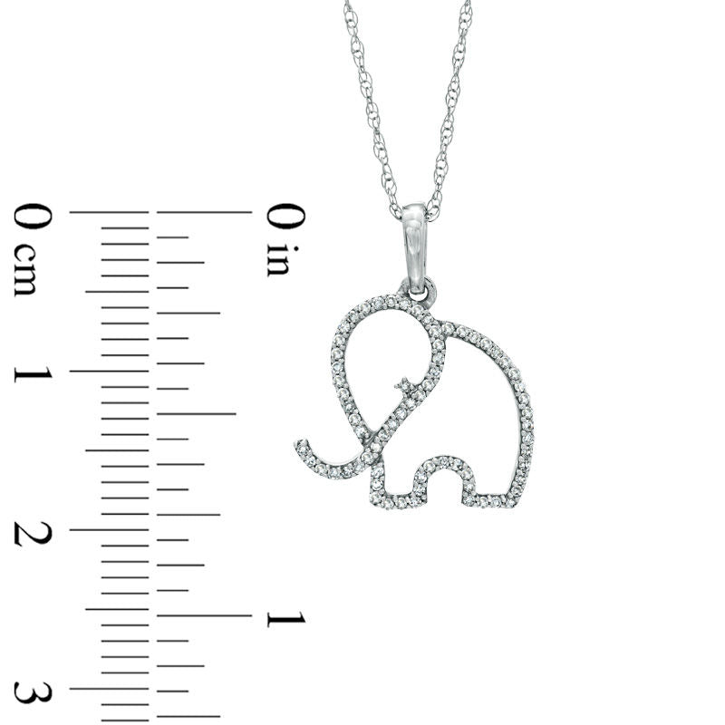 0.14 CT. T.W. Natural Diamond Outline Elephant Pendant in 10K White Gold