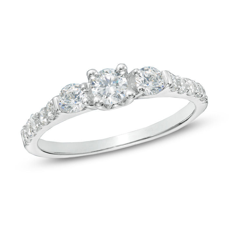3/4 CT. T.W. Diamond Three Stone Engagement Ring in 14K White Gold