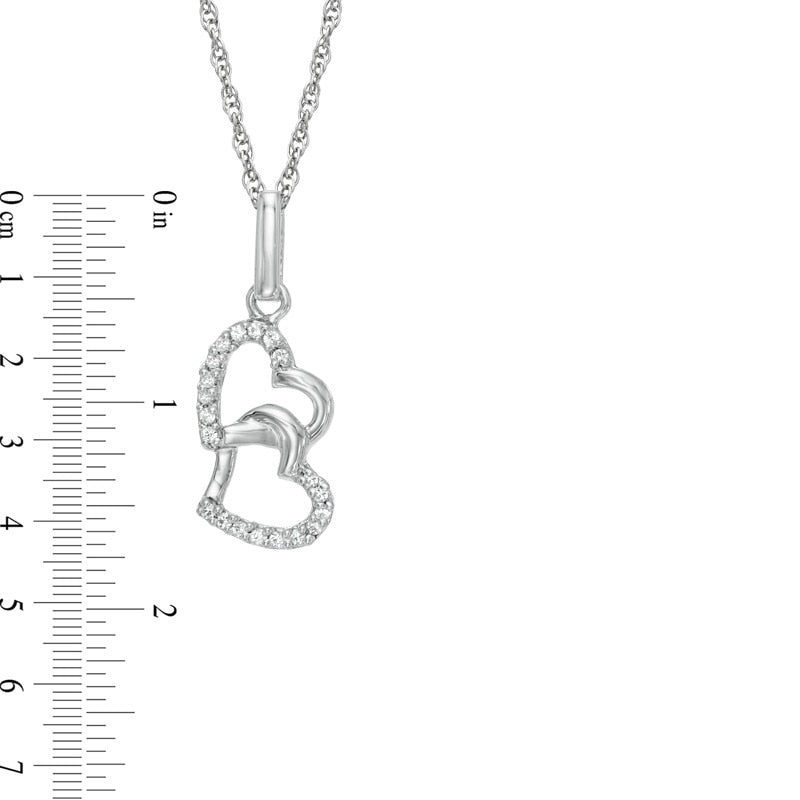 0.1 CT. T.W. Natural Diamond Interlocked Hearts Pendant in Sterling Silver