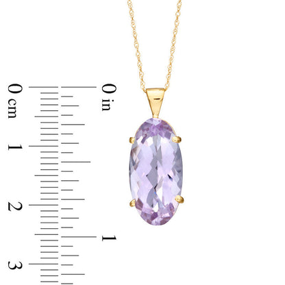 Oval Rose de France Amethyst Pendant in 10K Yellow Gold