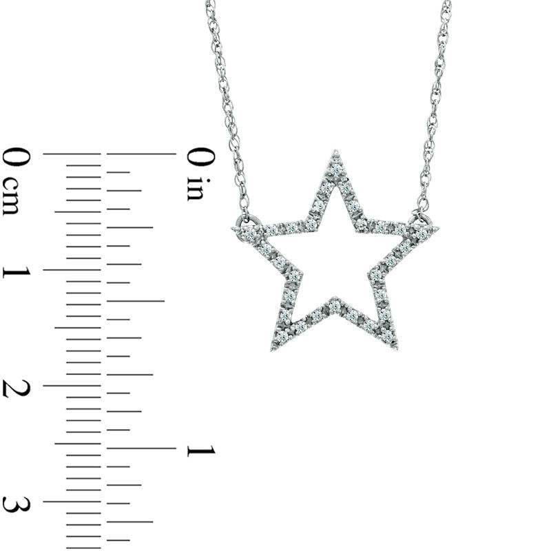 0.13 CT. T.W. Natural Diamond Star Necklace in Sterling Silver
