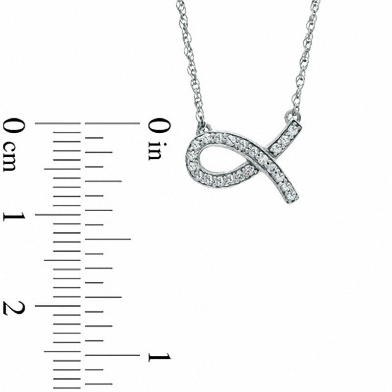 0.1 CT. T.W. Natural Diamond Ichthys Necklace in Sterling Silver
