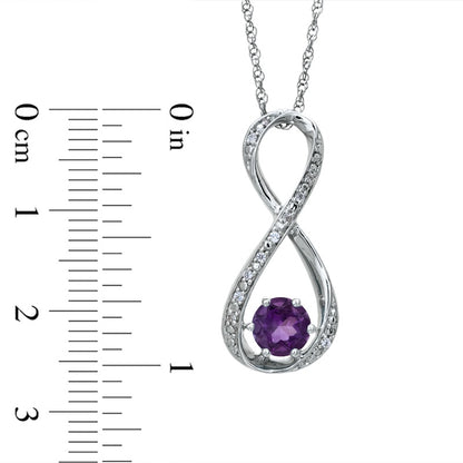 5.5mm Amethyst and Natural Diamond Accent Infinity Pendant in Sterling Silver
