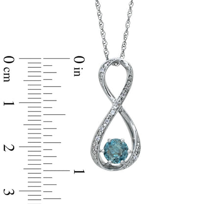 5.5mm Aquamarine and Natural Diamond Accent Infinity Pendant in Sterling Silver