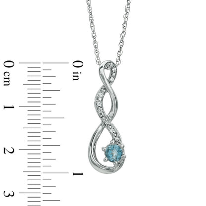 5.5mm Aquamarine and Natural Diamond Accent Twist Pendant in Sterling Silver