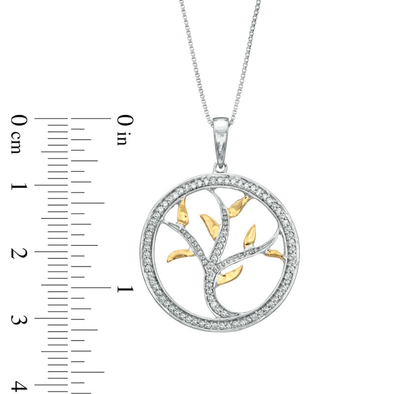 0.2 CT. T.W. Natural Diamond Tree of Life Pendant in Sterling Silver and 14K Gold Plate