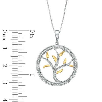 0.2 CT. T.W. Natural Diamond Tree of Life Pendant in Sterling Silver and 14K Gold Plate