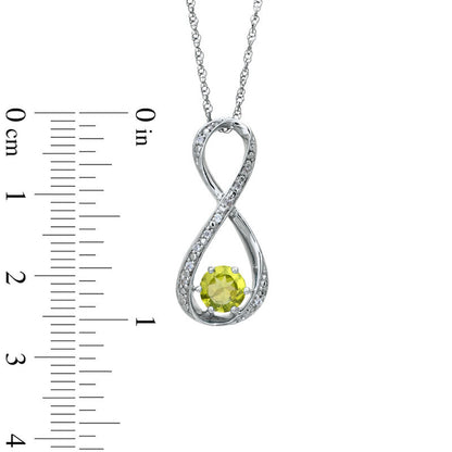 5.5mm Peridot and Natural Diamond Accent Infinity Pendant in Sterling Silver