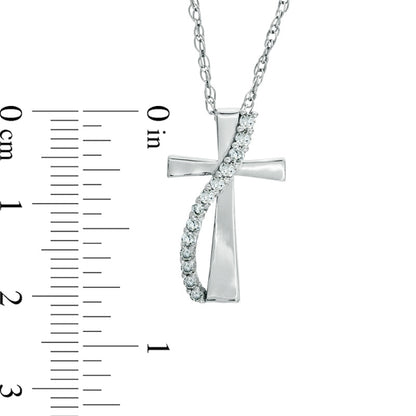 0.25 CT. T.W. Natural Diamond Cross Pendant in Sterling Silver