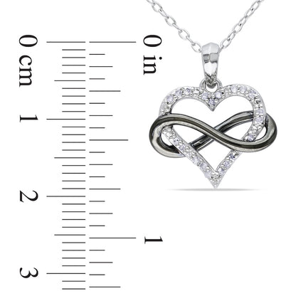 0.1 CT. T.W. Natural Diamond Sideways Infinity with Heart Pendant in Two-Tone Sterling Silver