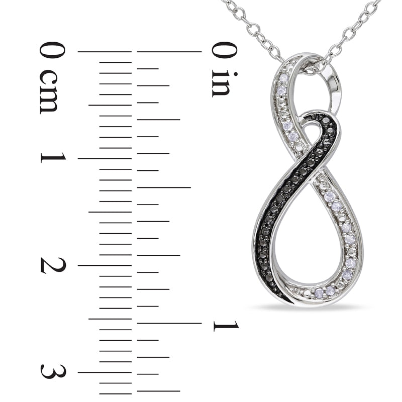 Natural Diamond Accent Beaded Infinity Pendant in Two-Tone Sterling Silver