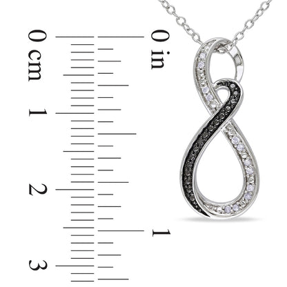 Natural Diamond Accent Beaded Infinity Pendant in Two-Tone Sterling Silver