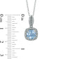 7.0mm Cushion-Cut Simulated Aquamarine and Lab-Created White Sapphire Pendant in Sterling Silver