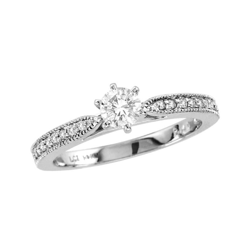 1/2 CT. T.W. Diamond Vintage-Style Engagement Ring in 14K White Gold