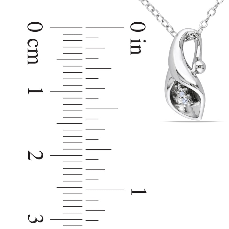 Natural Diamond Accent Calla Lily Pendant in Sterling Silver