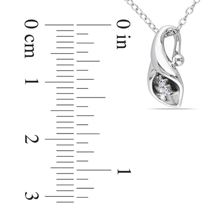 Natural Diamond Accent Calla Lily Pendant in Sterling Silver