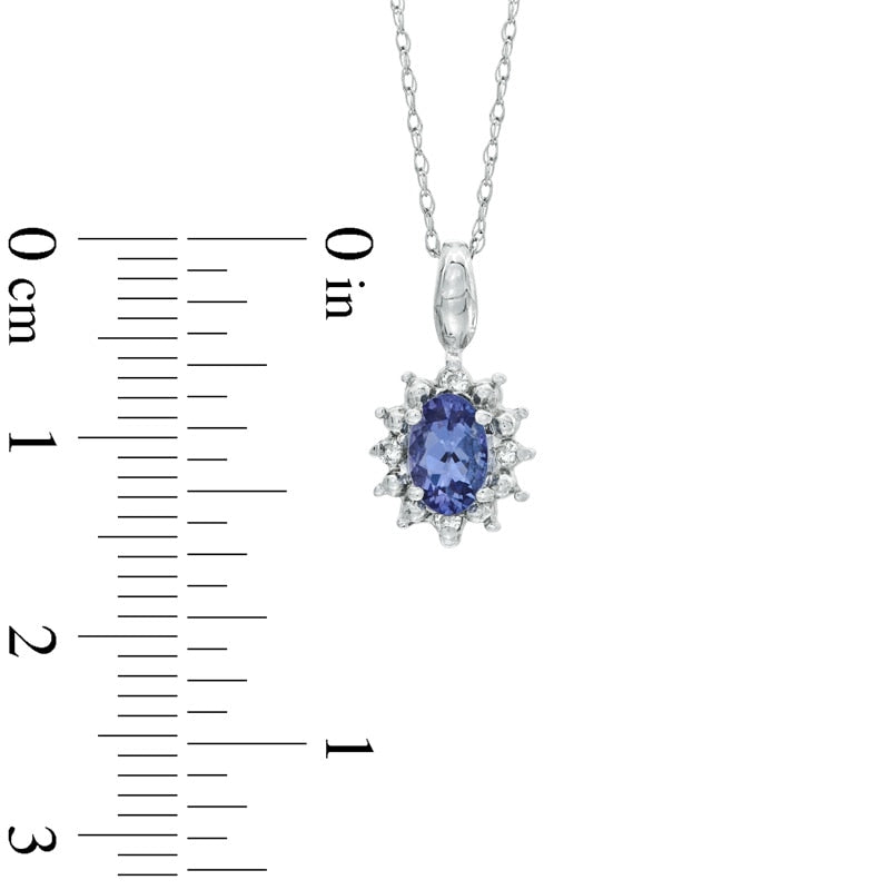 Oval Tanzanite and Natural Diamond Accent Pendant in 10K White Gold