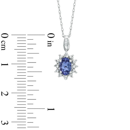 Oval Tanzanite and Natural Diamond Accent Pendant in 10K White Gold