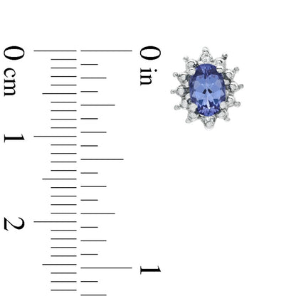 Oval Tanzanite and Diamond Accent Earrings in 10K White Gold