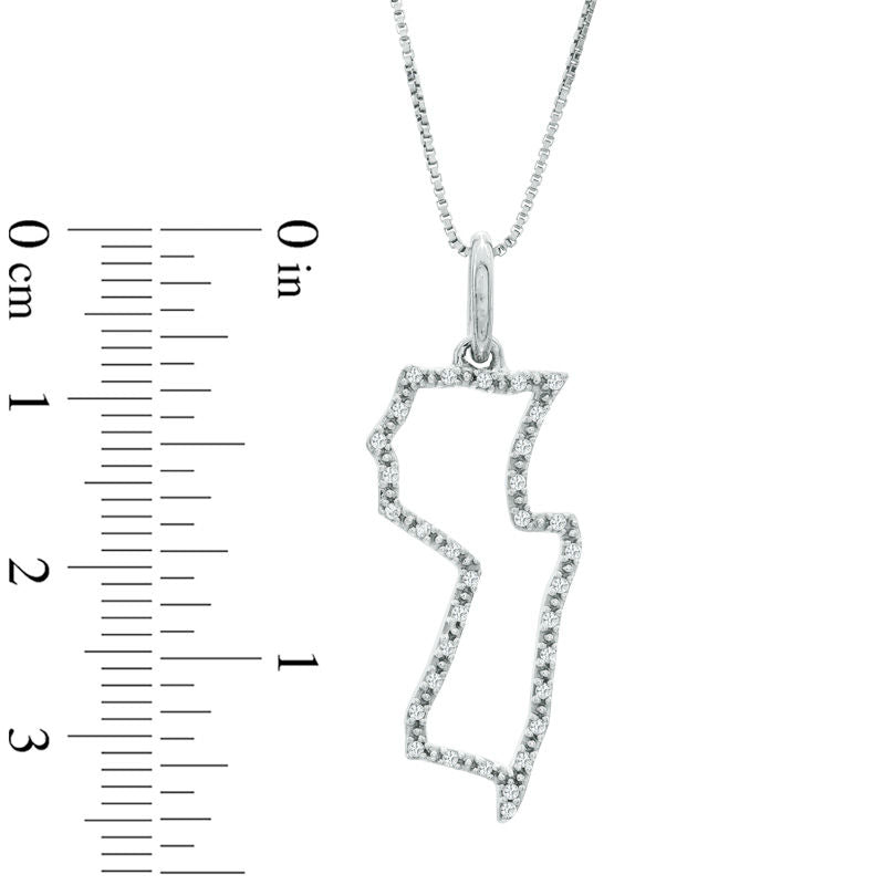 Natural Diamond Accent State of New Jersey Outline Pendant in Sterling Silver