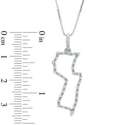 Natural Diamond Accent State of New Jersey Outline Pendant in Sterling Silver