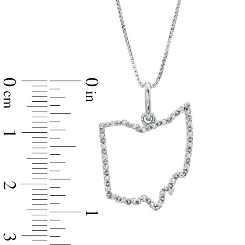Natural Diamond Accent State of Ohio Outline Pendant in Sterling Silver