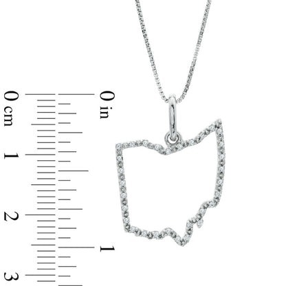 Natural Diamond Accent State of Ohio Outline Pendant in Sterling Silver
