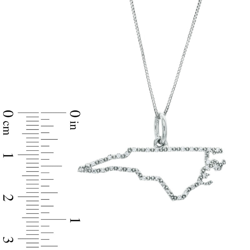Natural Diamond Accent State of North Carolina Outline Pendant in Sterling Silver