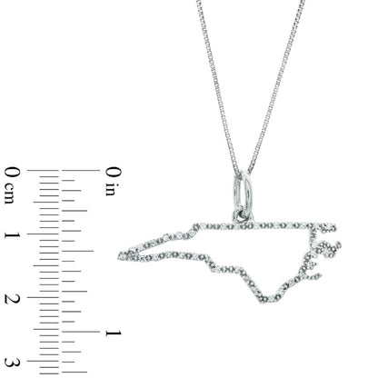 Natural Diamond Accent State of North Carolina Outline Pendant in Sterling Silver