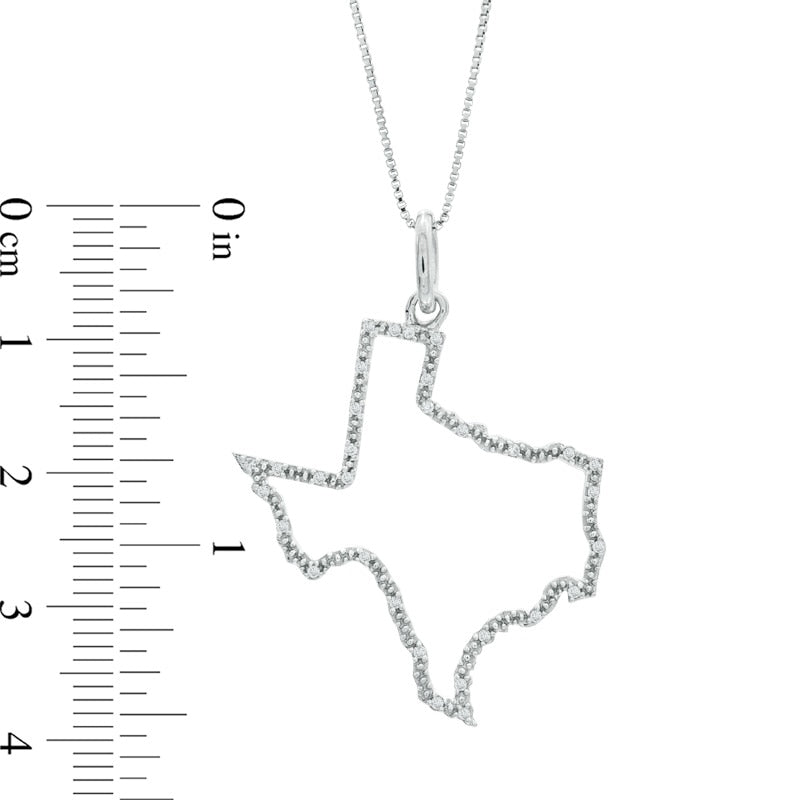 Natural Diamond Accent State of Texas Outline Pendant in Sterling Silver