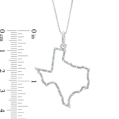 Natural Diamond Accent State of Texas Outline Pendant in Sterling Silver