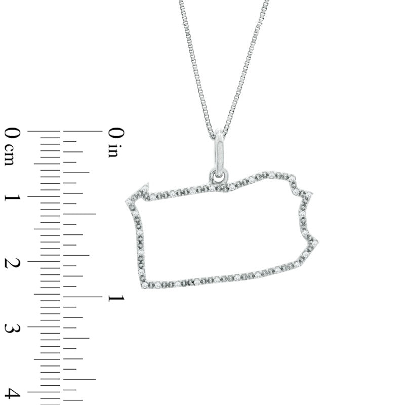 Natural Diamond Accent State of Pennsylvania Outline Pendant in Sterling Silver