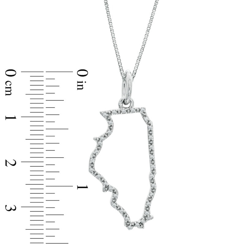 Natural Diamond Accent State of Illinois Outline Pendant in Sterling Silver
