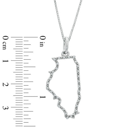 Natural Diamond Accent State of Illinois Outline Pendant in Sterling Silver