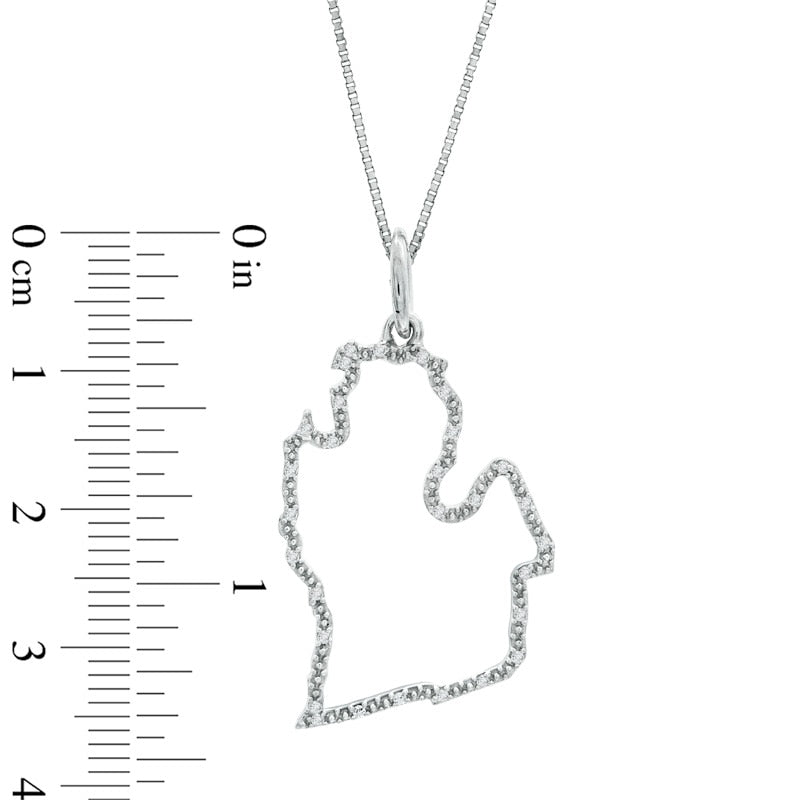Natural Diamond Accent State of Michigan Outline Pendant in Sterling Silver