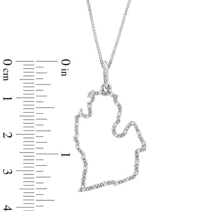 Natural Diamond Accent State of Michigan Outline Pendant in Sterling Silver