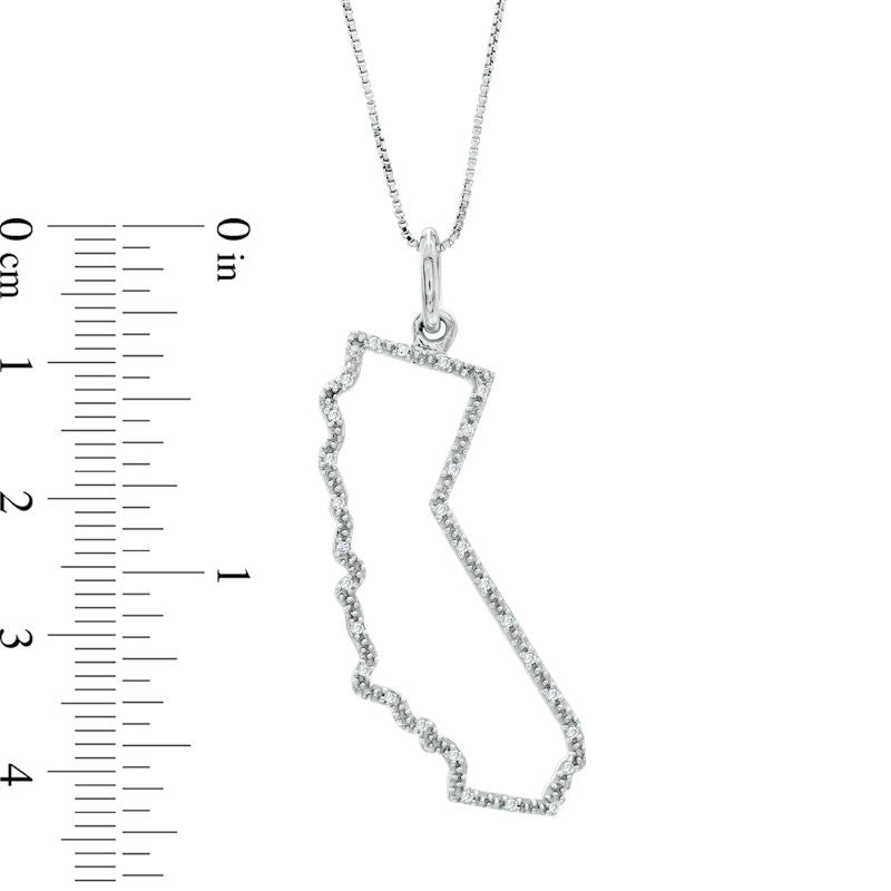 Natural Diamond Accent State of California Outline Pendant in Sterling Silver