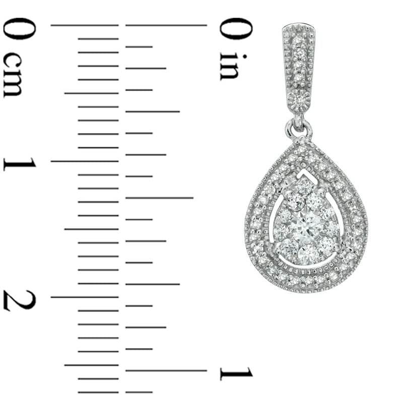 0.5 CT. T.W. Diamond Vintage-Style Frame Teardrop Earrings in 10K White Gold